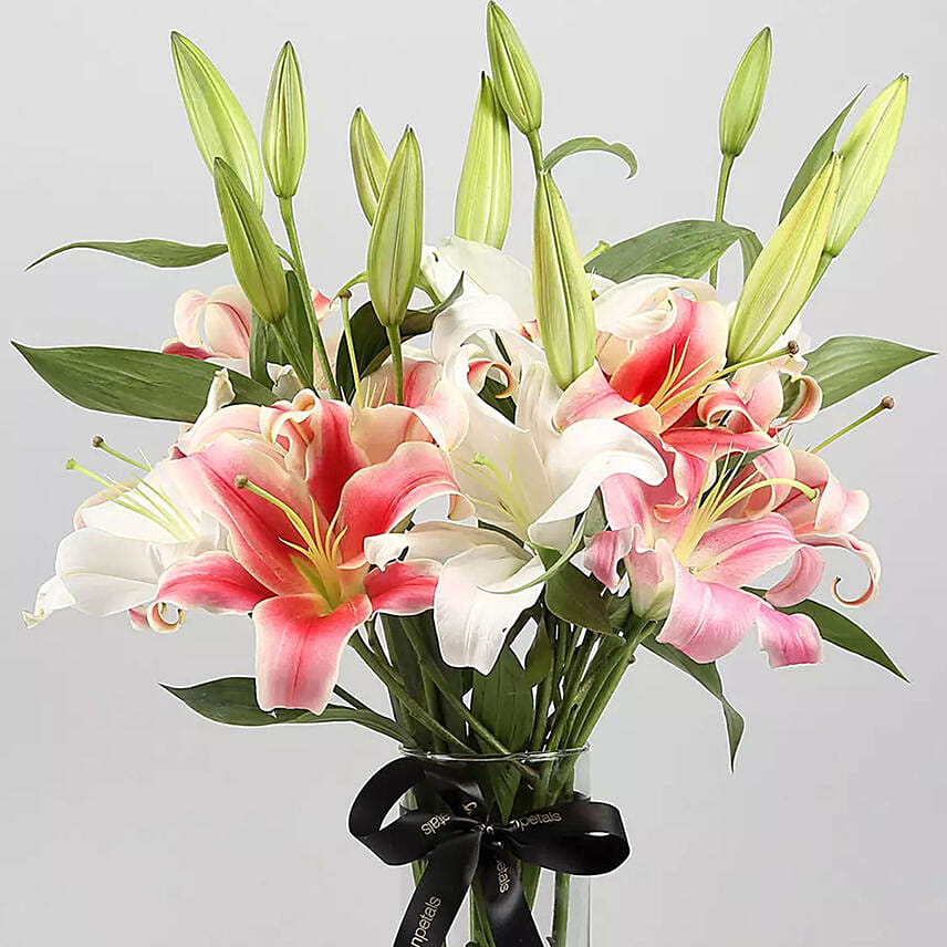 White and Pink Lily Arranagement