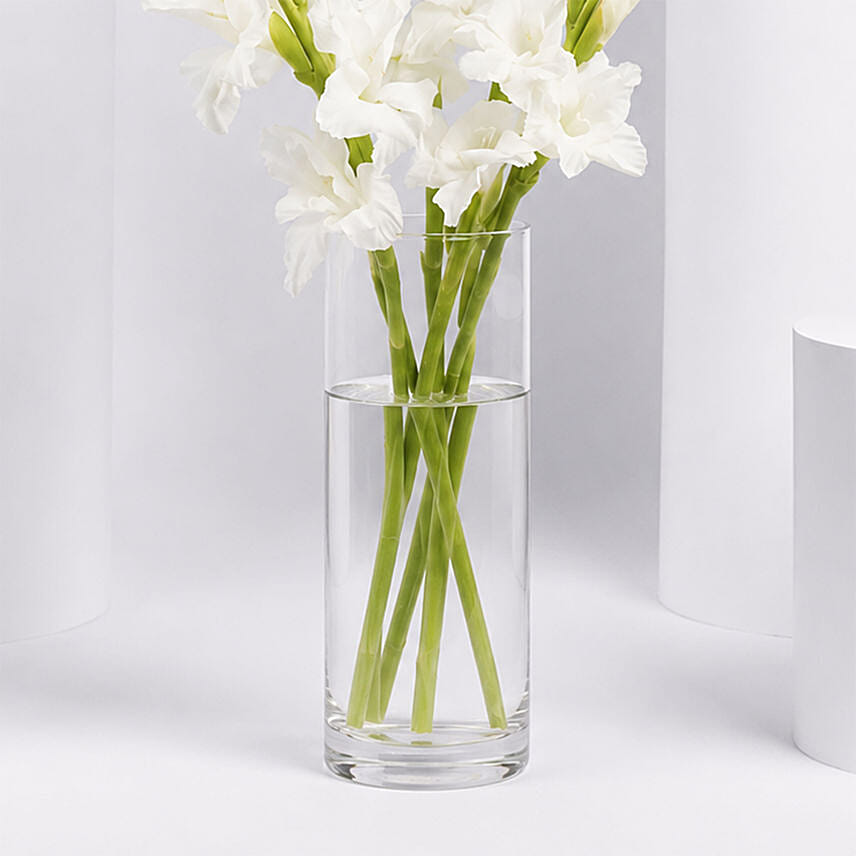 White Gladiolus In Premium Vase