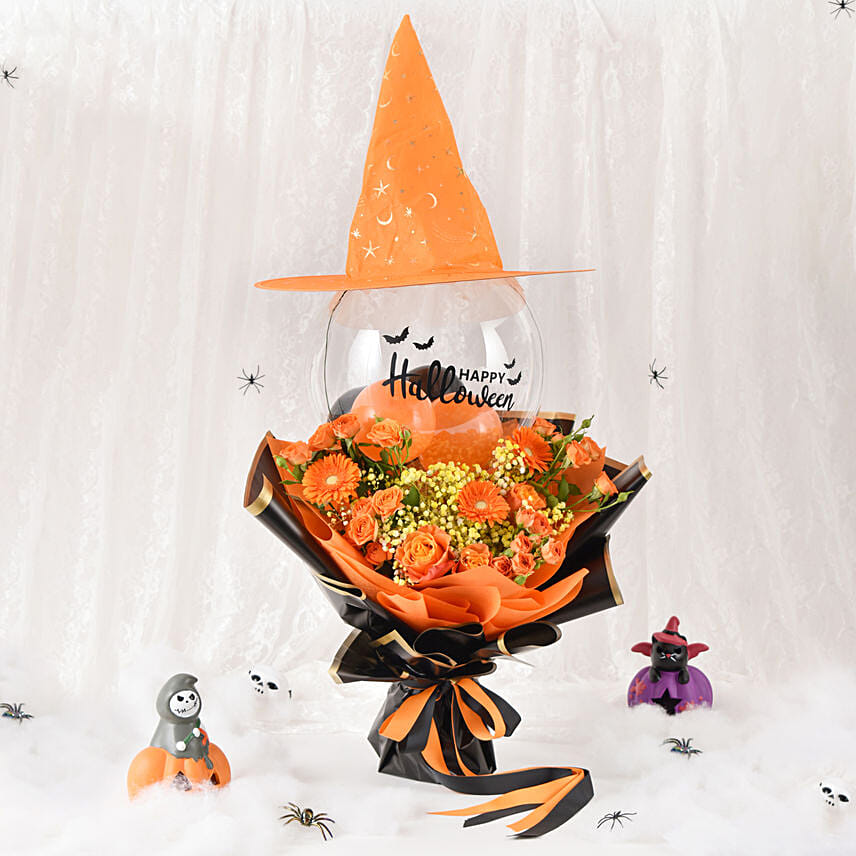 Witch Hat Halloween Flower Bouquet
