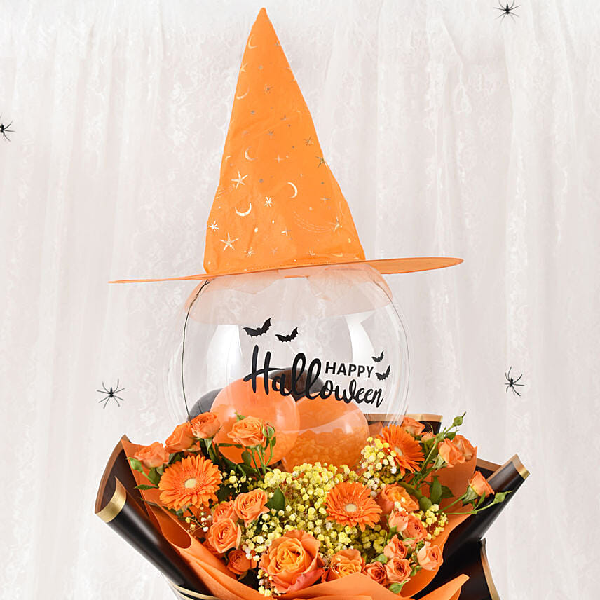 Witch Hat Halloween Flower Bouquet