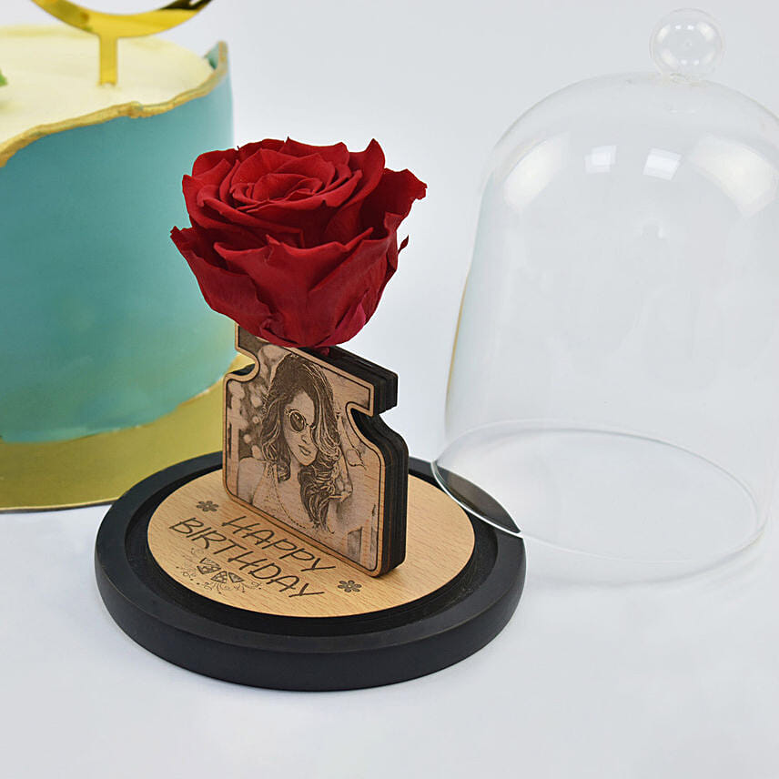 Your Special Birthday Celebration Cake and Personalised Forever Rose