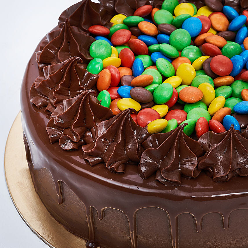 Yummy Chocolate Drip And M&M Cake