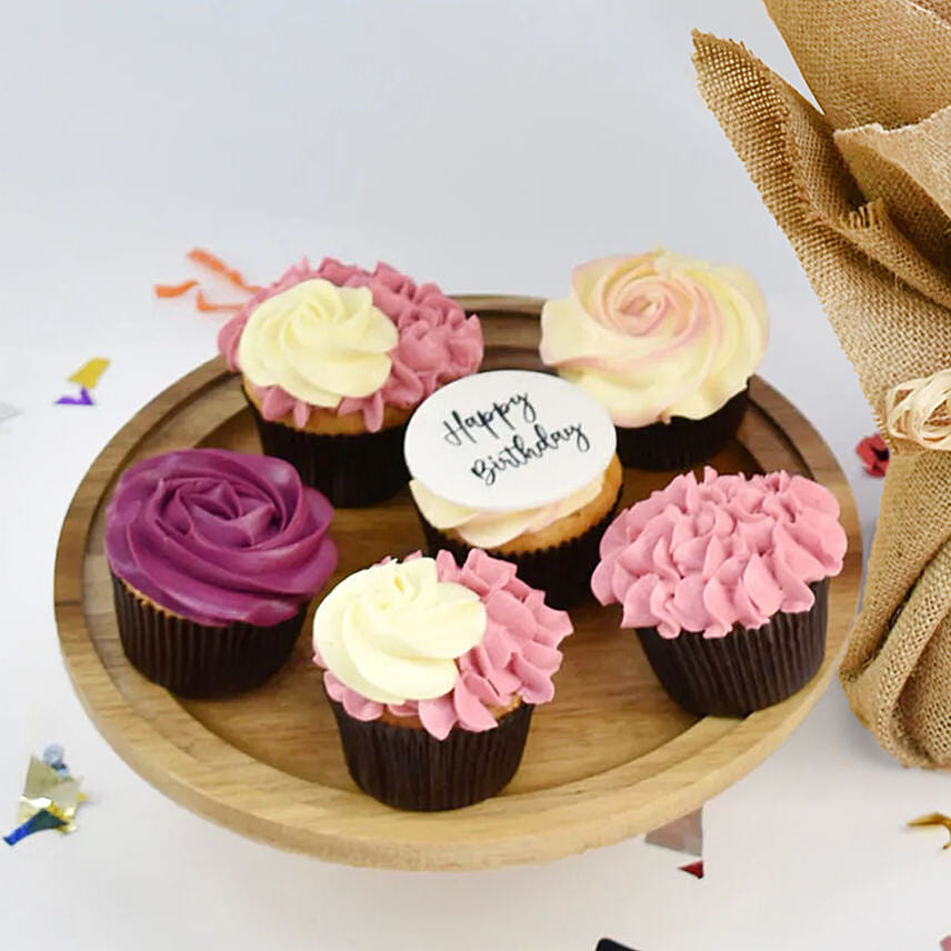 Yummy Cupcakes with Red and Pink Roses