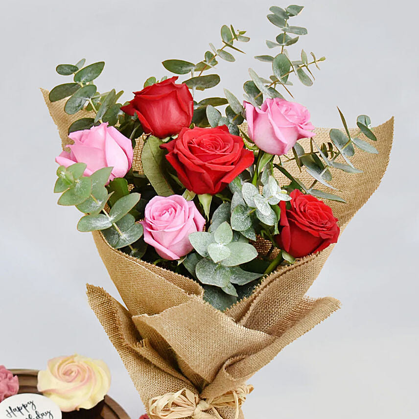 Yummy Cupcakes with Red and Pink Roses