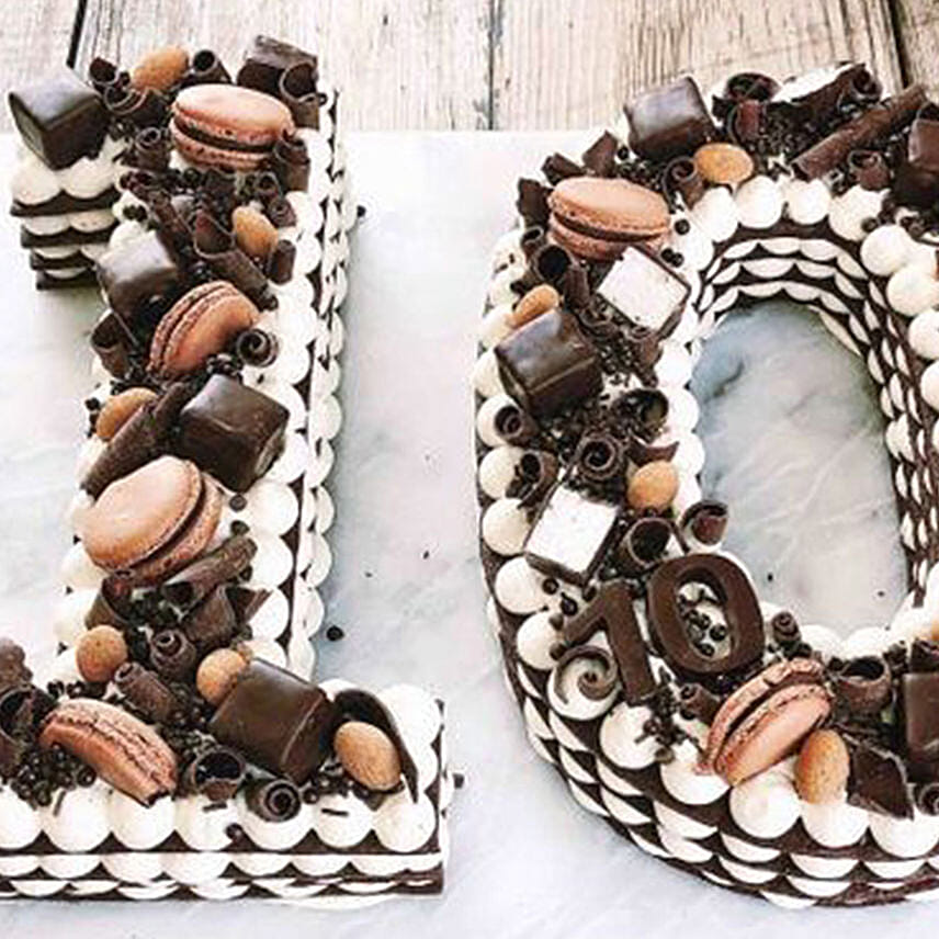 Yummy Number 10 Macarons Chocolate Cake