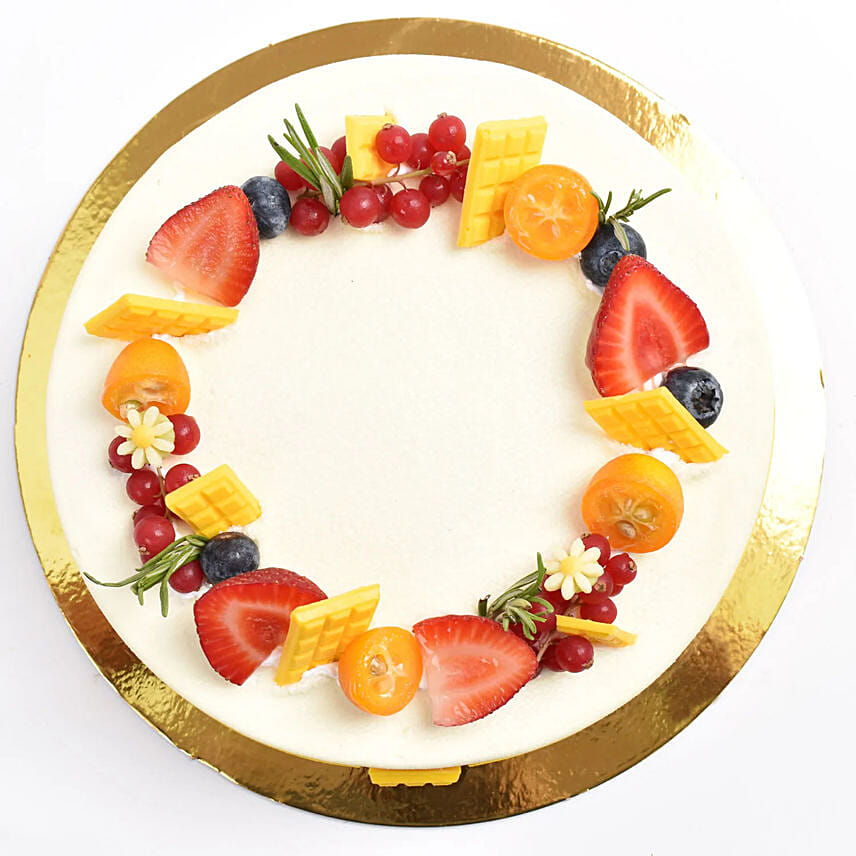 Yummy Vanilla Fruit 8 Portion Eggless Cake