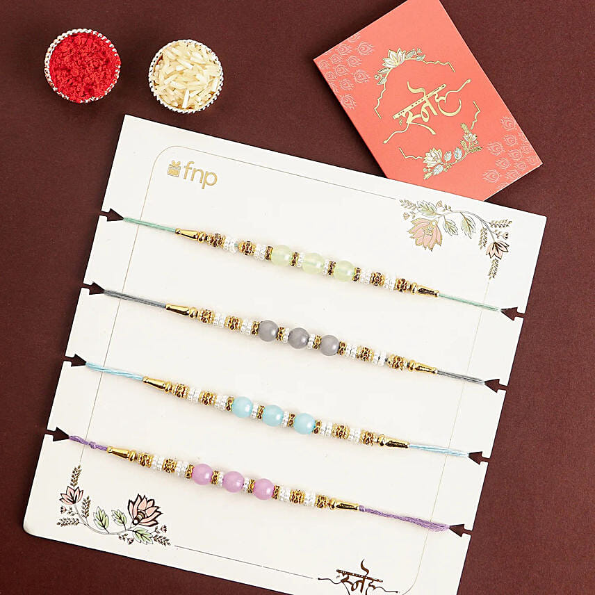 Zen Beadwork Rakhi N Chocolate Bombs Combo