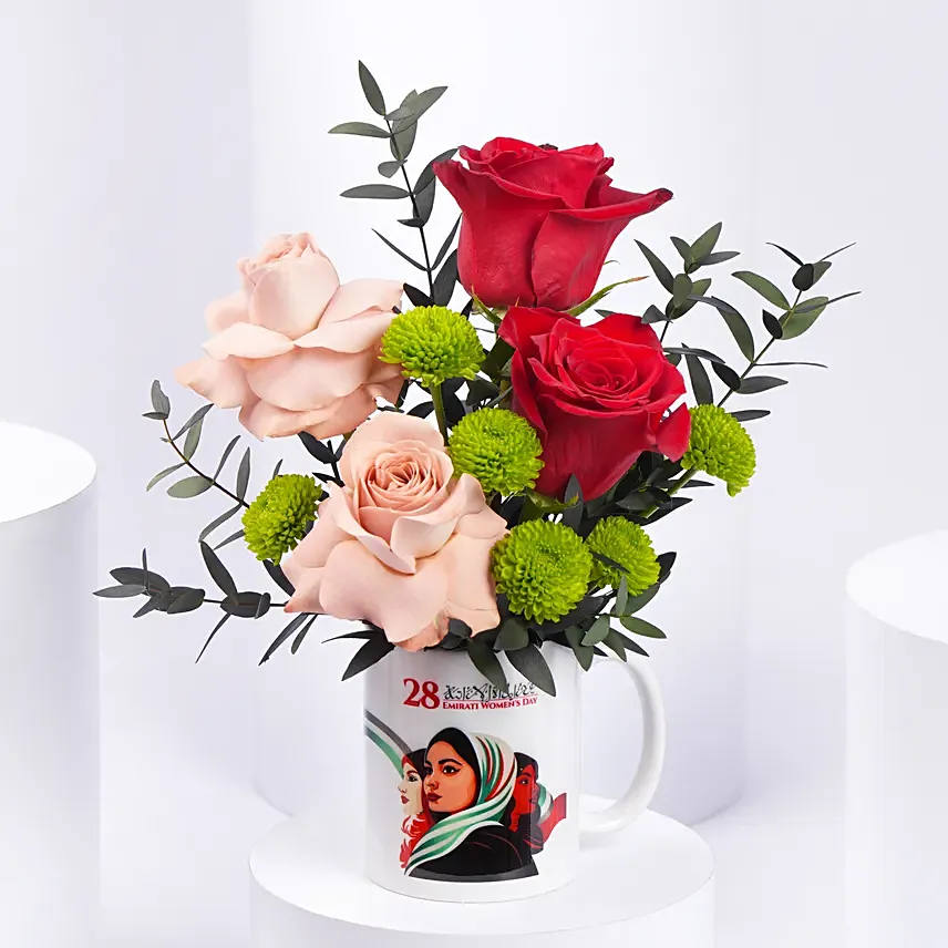Emirati Womens Day Rose Mug Arrangement Emirati Womens Day Rose Mug Arrangement: