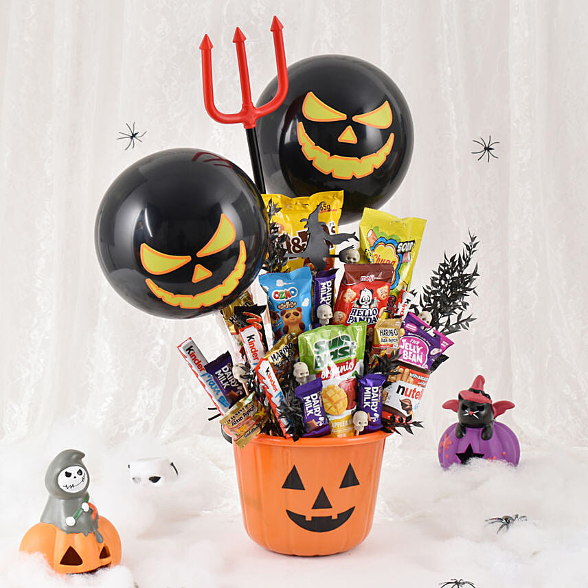 Evil Basket Halloween Treats Arrangement Evil Basket Halloween Treats Arrangement: Halloween Gifts