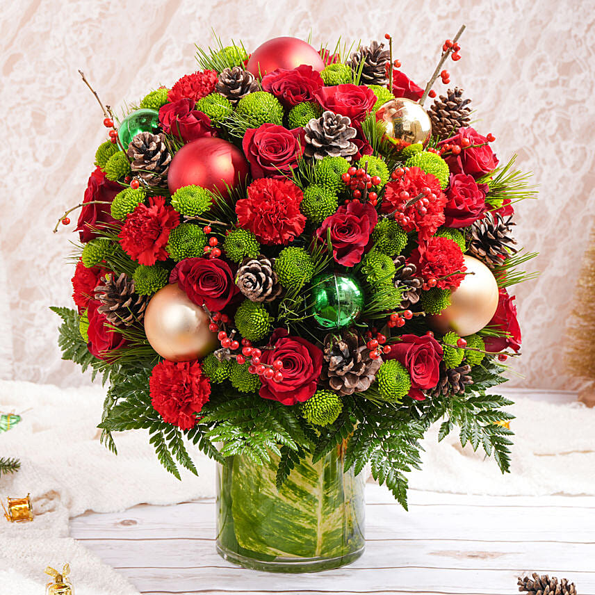 Exotic Flower Vase Arrangement Exotic Flower Vase Arrangement: Christmas Flower Arrangements