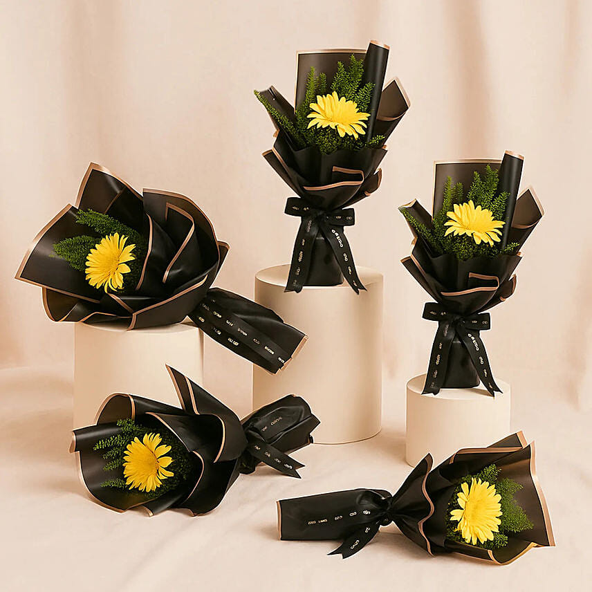 Gerberas Bouquet Set Of 5 For Teacher Gerberas Bouquet Set Of 5 For Teacher: Teachers Day Gifts