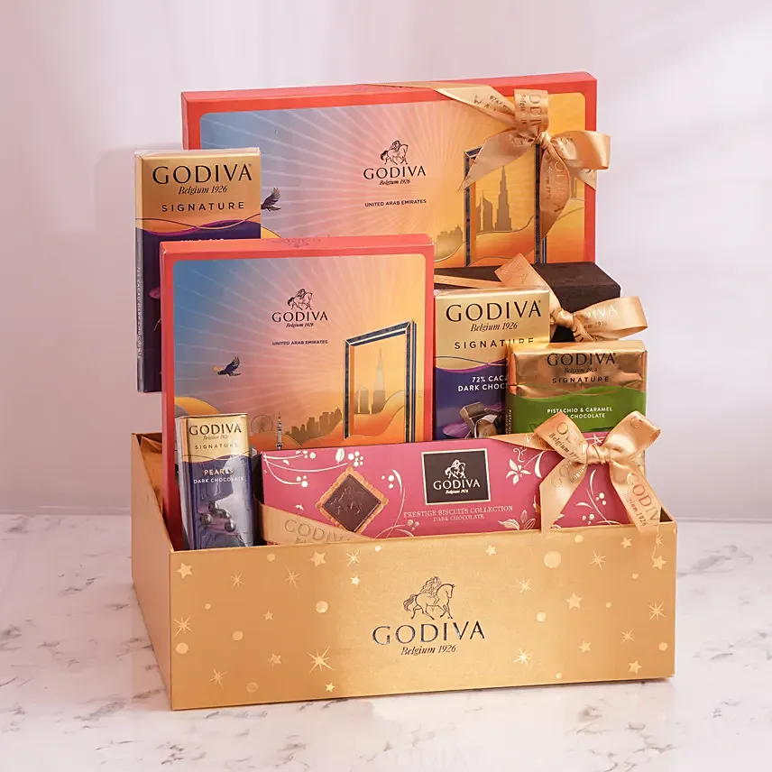 Godiva Luxury Hamper With Different Types of Chocolate
