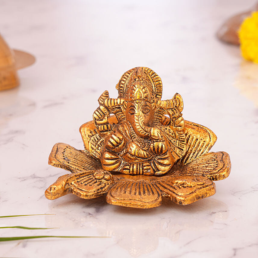 Golden Lotus Ganesha Idol Golden Lotus Ganesha Idol: Diwali Diya