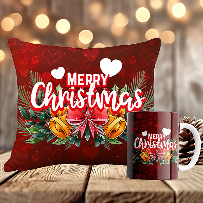 Holly Christmas Wishes Cushion And Mug Holly Christmas Wishes Cushion And Mug: Personalised Mugs Dubai