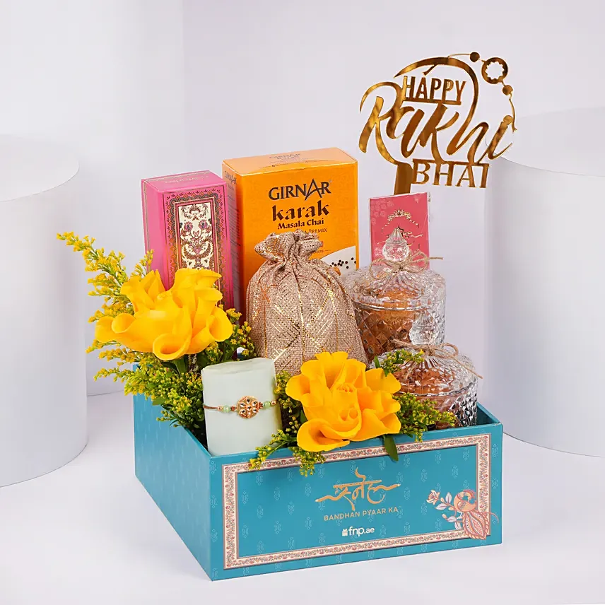 Luxury Raksha Bandhan Hamper In Blue Box: Raksha Bandhan Gift Hampers