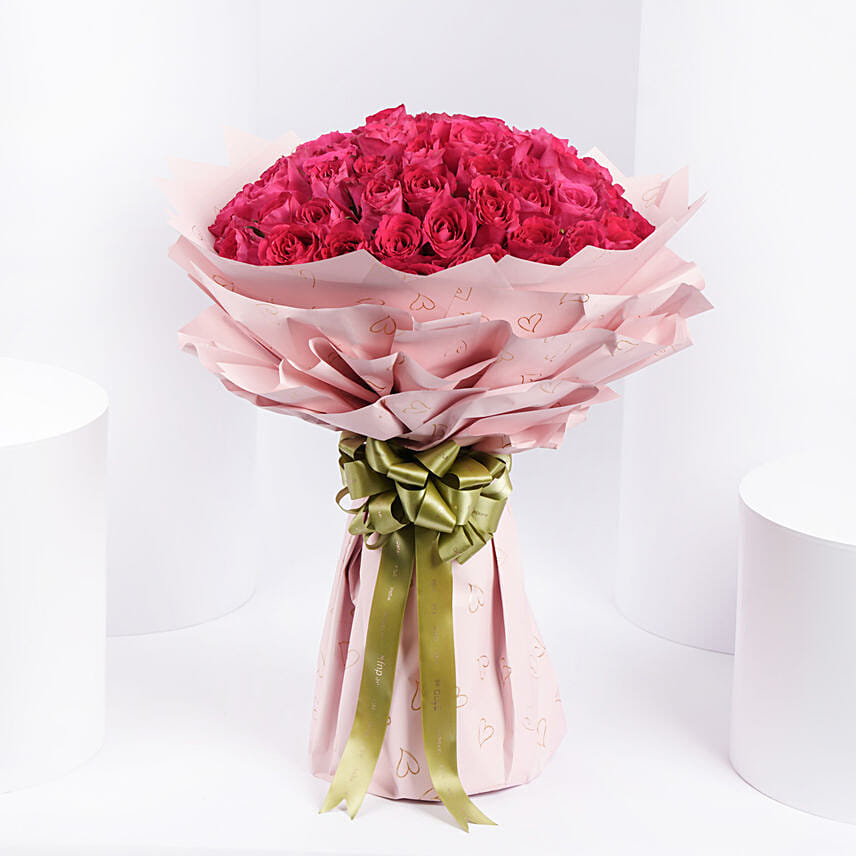 Majestic 50 Dark Pink Roses Majestic 50 Dark Pink Roses: Pink Rose Bouquets