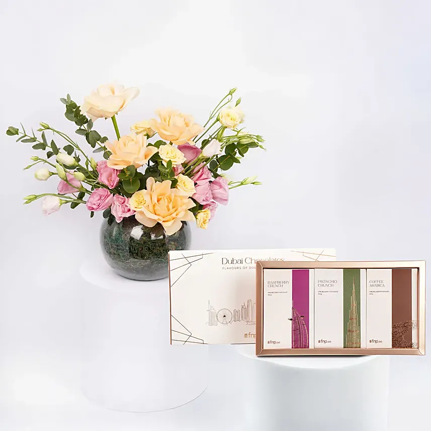 Mix Flowers With Dubai Chocolates: 