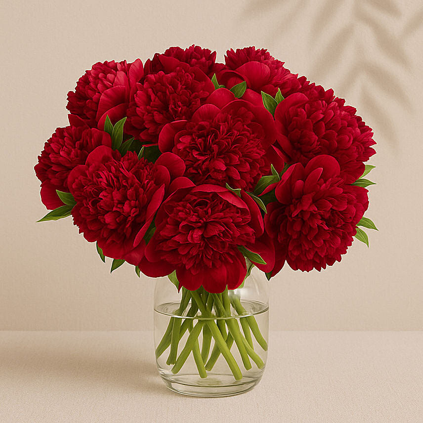 Passionate Red Peonies Vase Passionate Red Peonies Vase: Peonies Flower Bouquets