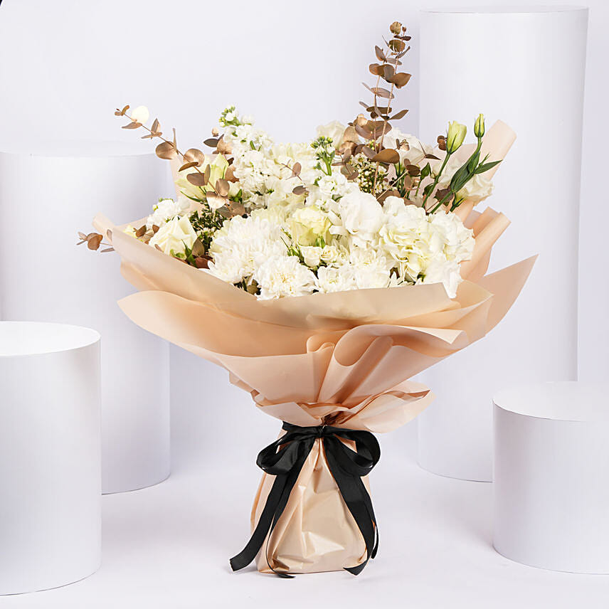Peaceful Wishes Flower Bouquet Peaceful Wishes Flower Bouquet: White Rose Bouquets