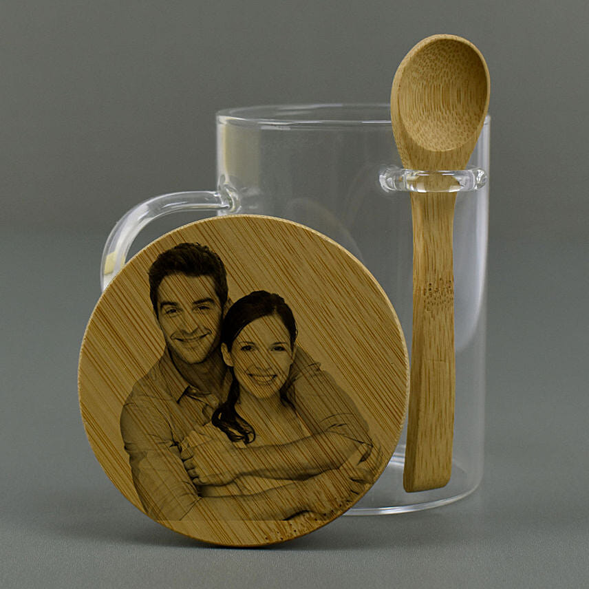 Personalised Glass Mug with Bamboo Lid n Spoon Personalised Glass Mug with Bamboo Lid n Spoon: Thanksgiving Day Gifts