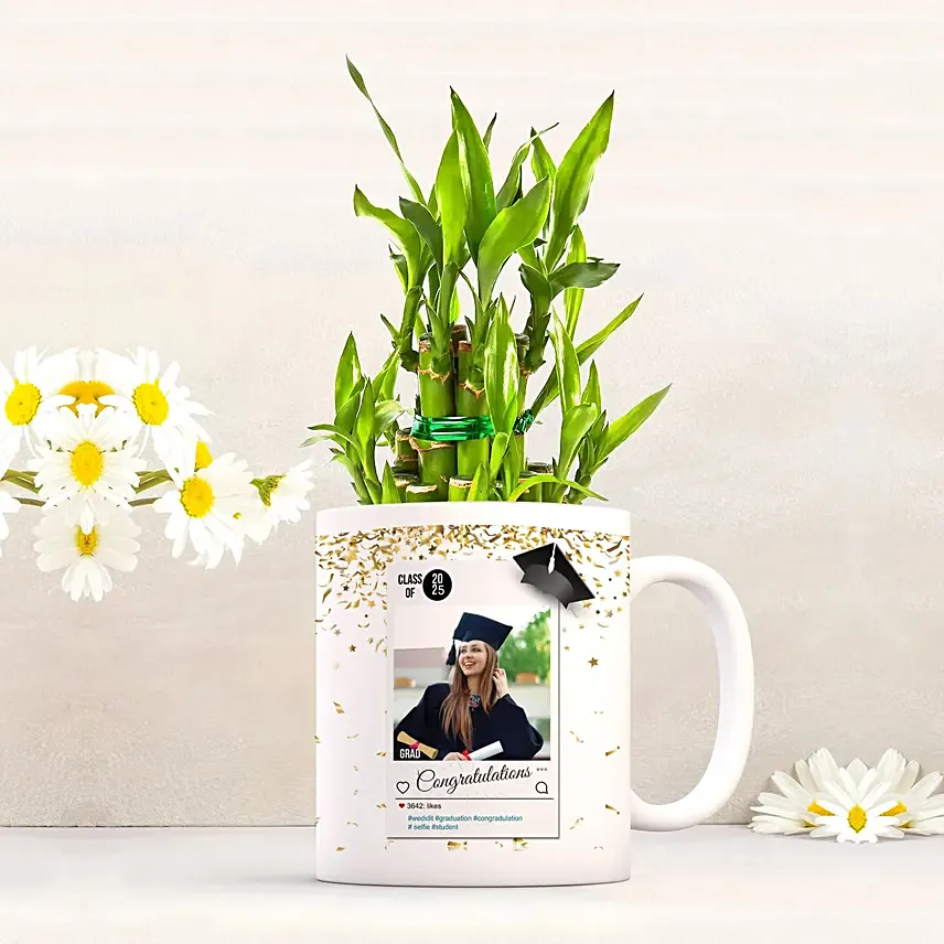 Personalised Graduation Mug with Lucky Bamboo Personalised Graduation Mug with Lucky Bamboo: Lucky Bamboo