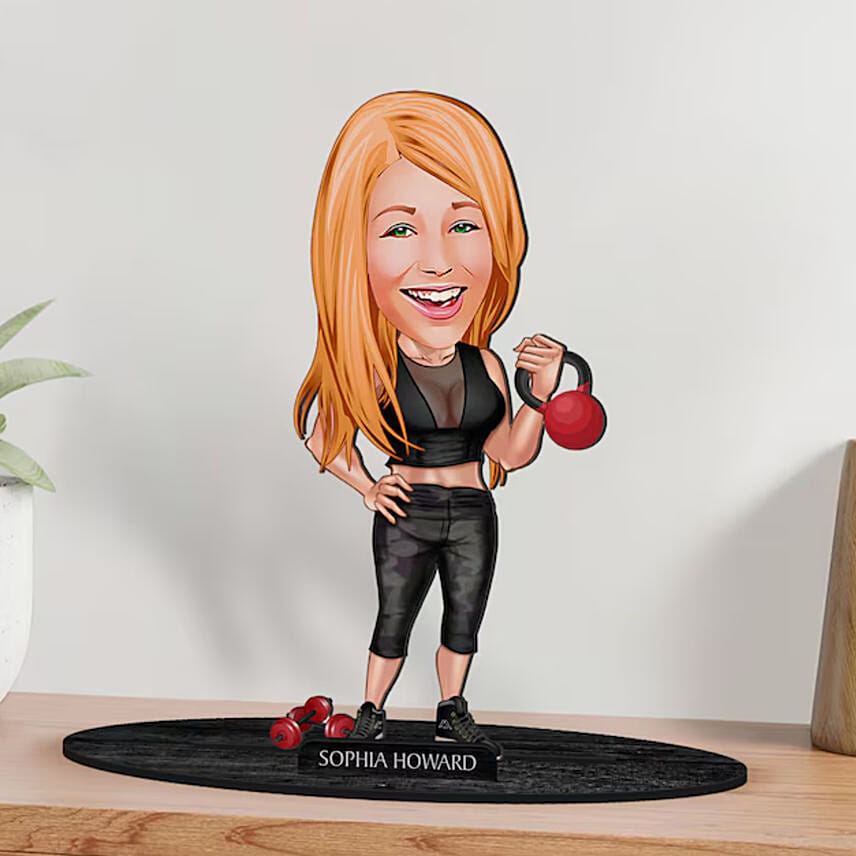 Personalized Caricature for Women Fitness Enthusiast Personalized Caricature for Women Fitness Enthusiast: Personalised Gifts for Her