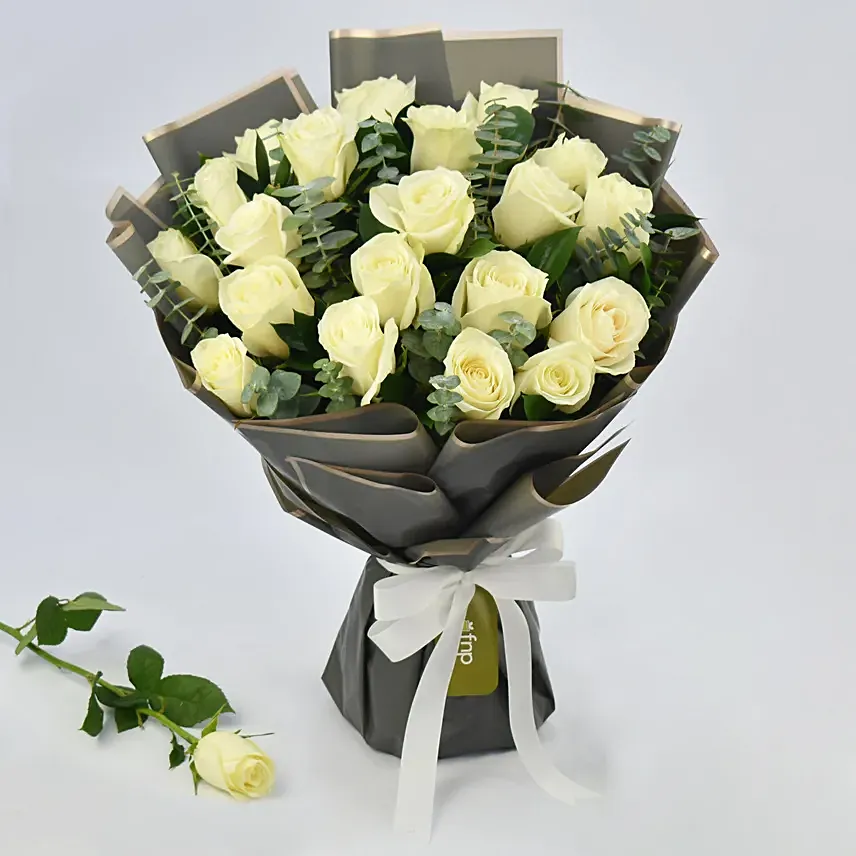 Serene 20 White Roses Bouquet Serene 20 White Roses Bouquet: Sympathy Flowers and Funeral Flowers