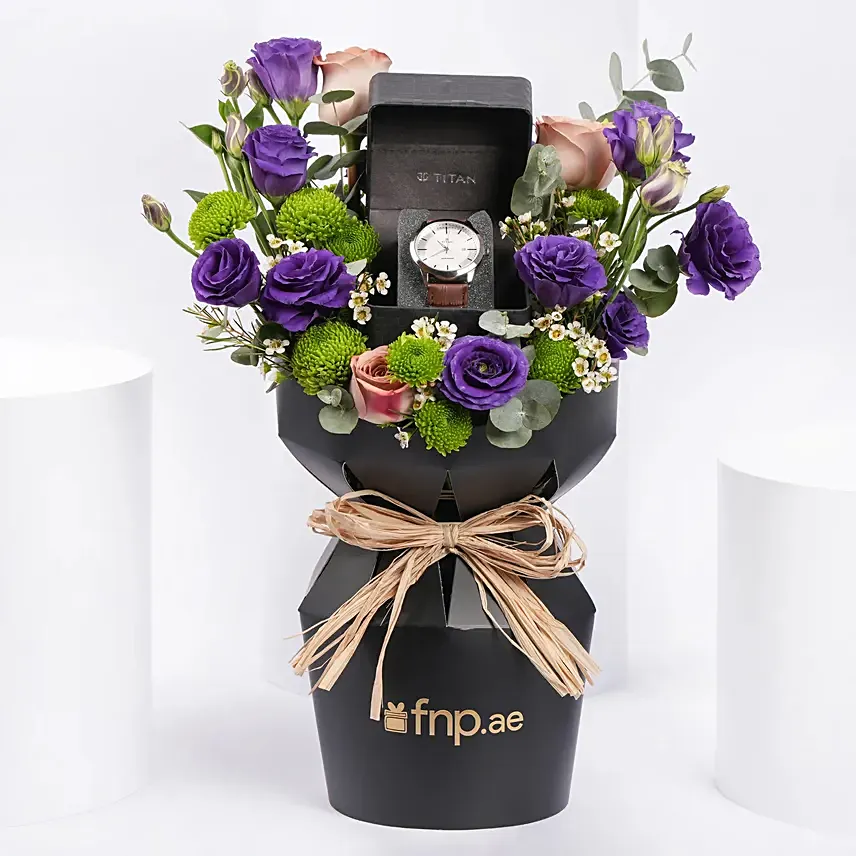 Titan Classic Silver Dial Leather Strap Watch For Him: 