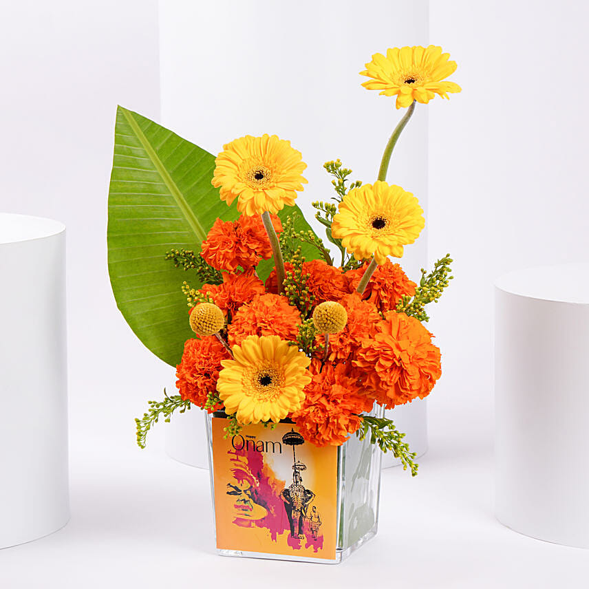 Traditional Onam Flower Arrangement Traditional Onam Flower Arrangement: Gifts For Onam