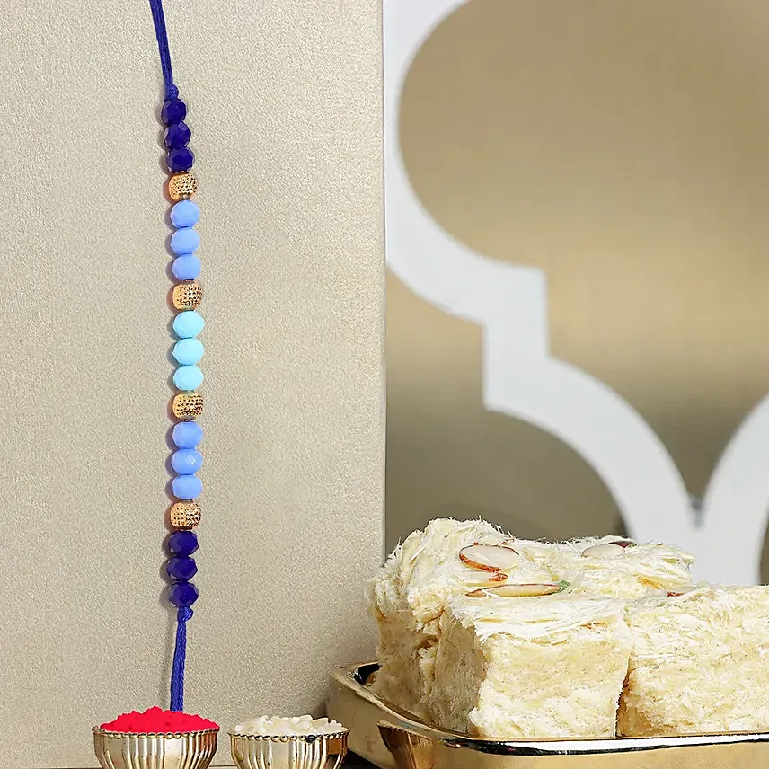 Tranquil Harmony Beads Rakhiand Soan Papdi: Rakhi with Sweets