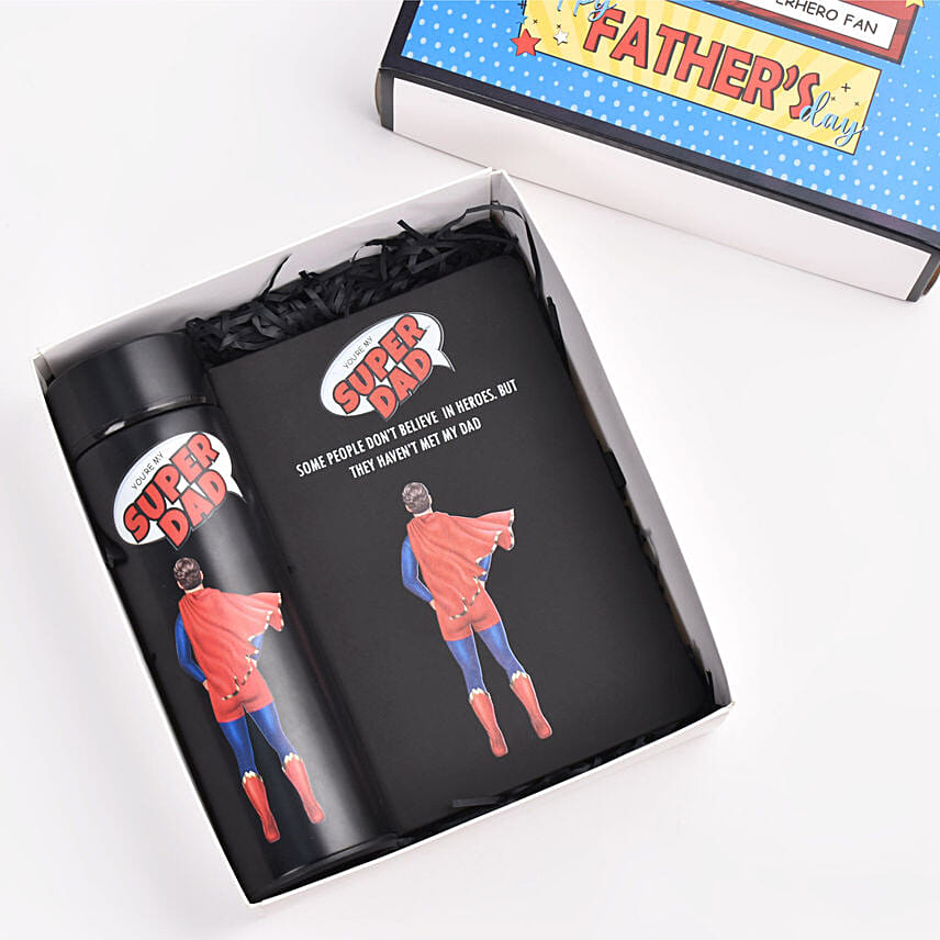 دفتر ملاحظات وقارورة وشوكولاته مخصصة للأب دفتر ملاحظات وقارورة وشوكولاته مخصصة للأب: Personalised-Combos For Birthday