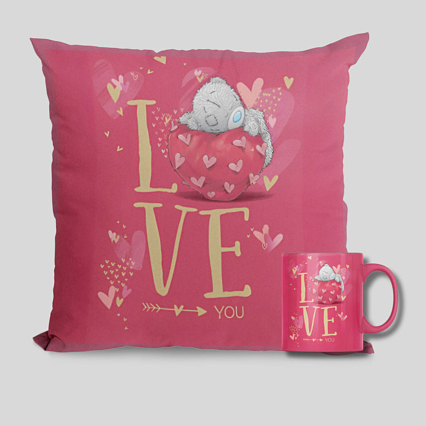 Valentines day Love with Teddy Cushion N Mug Combo Valentines day Love with Teddy Cushion N Mug Combo: Anniversary Cushions