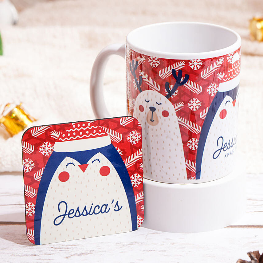 طقم هدايا مق و كوستر مخصص بالاسم طقم هدايا مق و كوستر مخصص بالاسم: أكواب عيد الميلاد المجيد