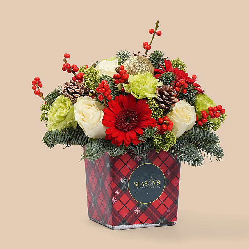 Festive Joy Christmas Arrangement: Christmas Flowers