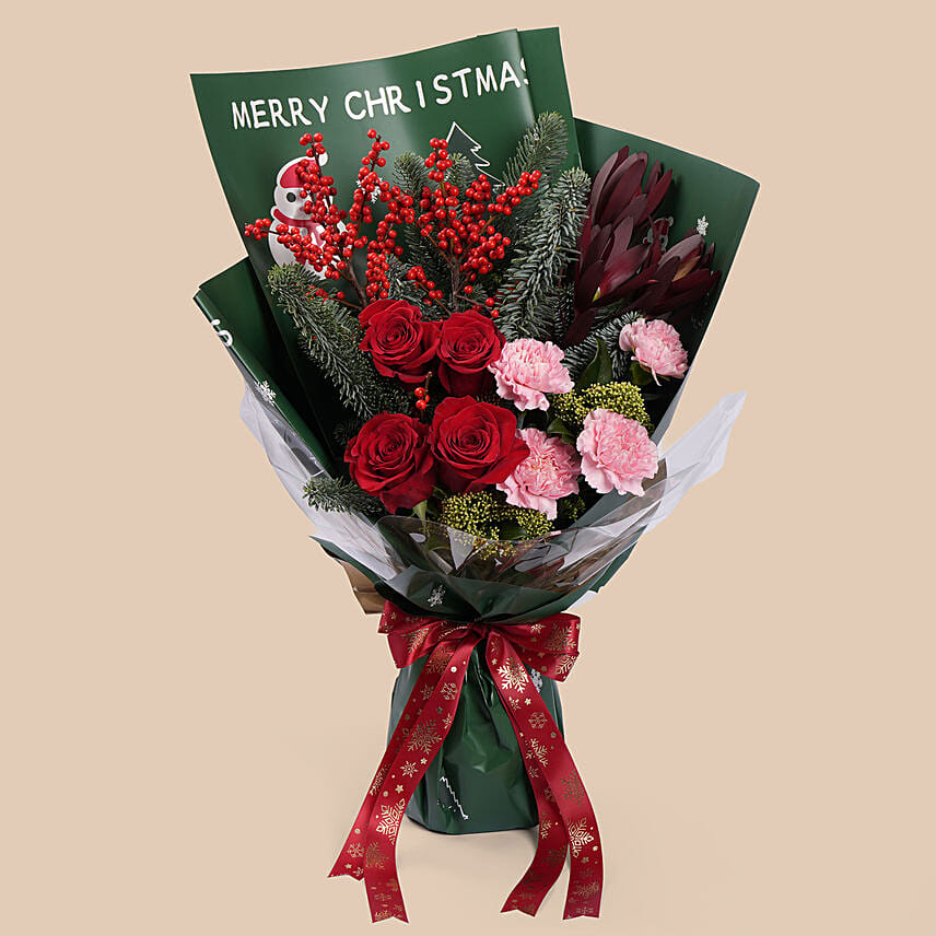 Holiday Glow Floral Bouquet: Christmas Gifts