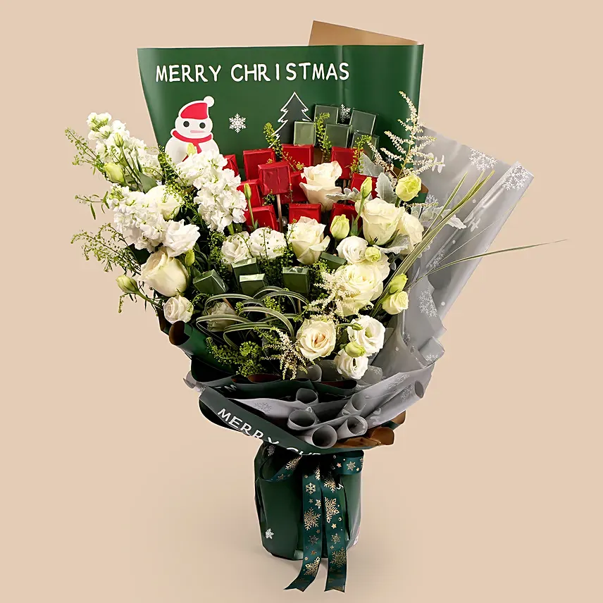 White Christmas Elegance Bouquet: Red Flowers Bouquets