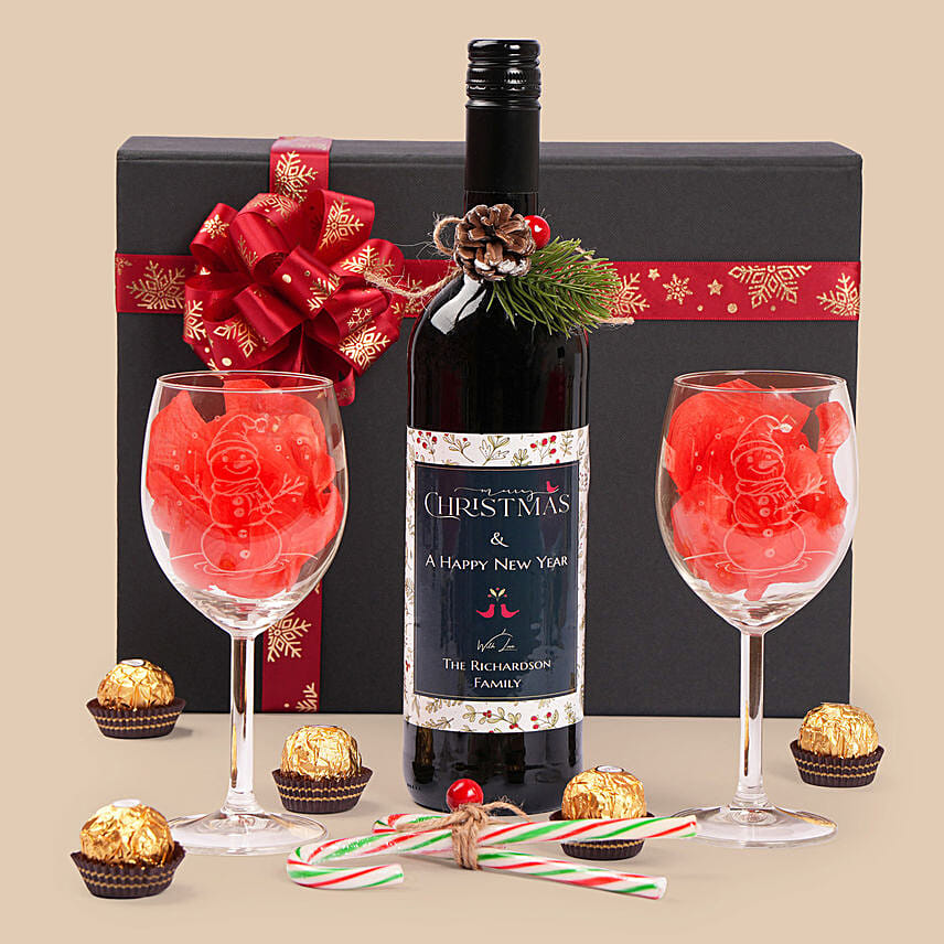Christmas Elegance Wine Hamper: تنسيق هدايا الكريسماس