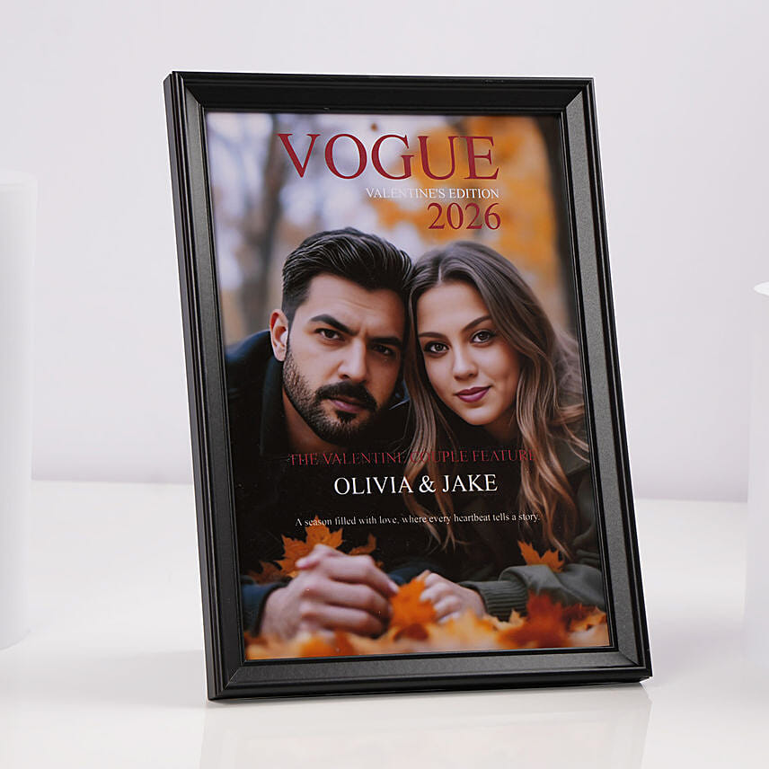 Personalized Vogue Cover Photo Frame: Kiss Day Gifts