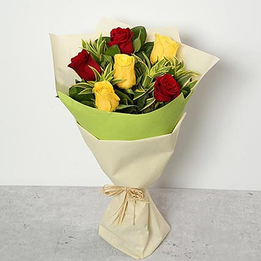 Red and Yellow Roses Bouquet LB: Fathers Day Gifts to Lebanon