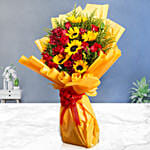 Grand Bouquet Of Roses N Sunflowers