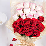 Valentine 12 Pink 12 Red Roses Bouquet