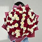 200 Red And White Roses Bouquet