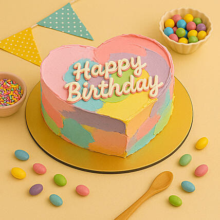 Colorful Heart Shaped Birthday Cake: Birthday Cakes for Women