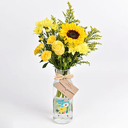 Friends For Life Flower and Friendship Band: Yellow Rose Bouquets