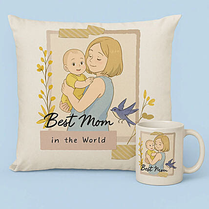 Ghibli Style Best Mom Mug And Cushion Combo: Mothers Day Gifts to Abu Dhabi