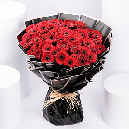 50 Red Gerbera Bouquet: Gerberas Flower Bouquets