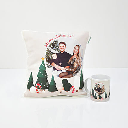 Christmas Tree Personalised Cushion n Mug: Christmas Presents for Parents