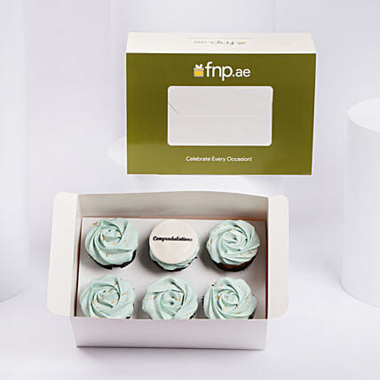 Mint Rosette Celebrations Cup Cake: Congratulations Cakes