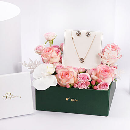 Mother of Pearl Floral Jewellery Set Gift Tray For Her: Premium Gifts