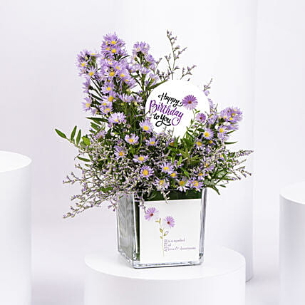 Birthday Wishes Aster Flowers in Vase: Aster Flowers